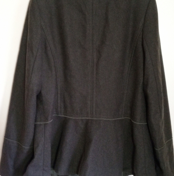 Banana Republic army green military wool blend peplum cadet pea coat - Picture 9 of 9